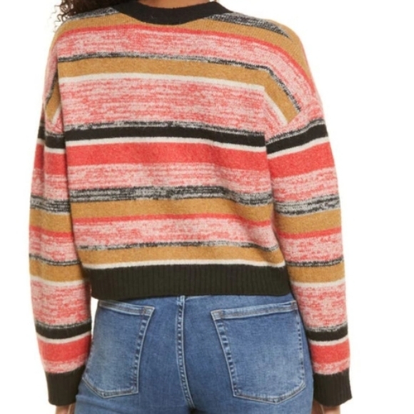 BP Crop Cardigan In Black Marl Stripe - Picture 3 of 6